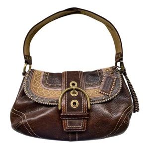 Coach Soho Chestnut Leather Stitch Flap G063 10479